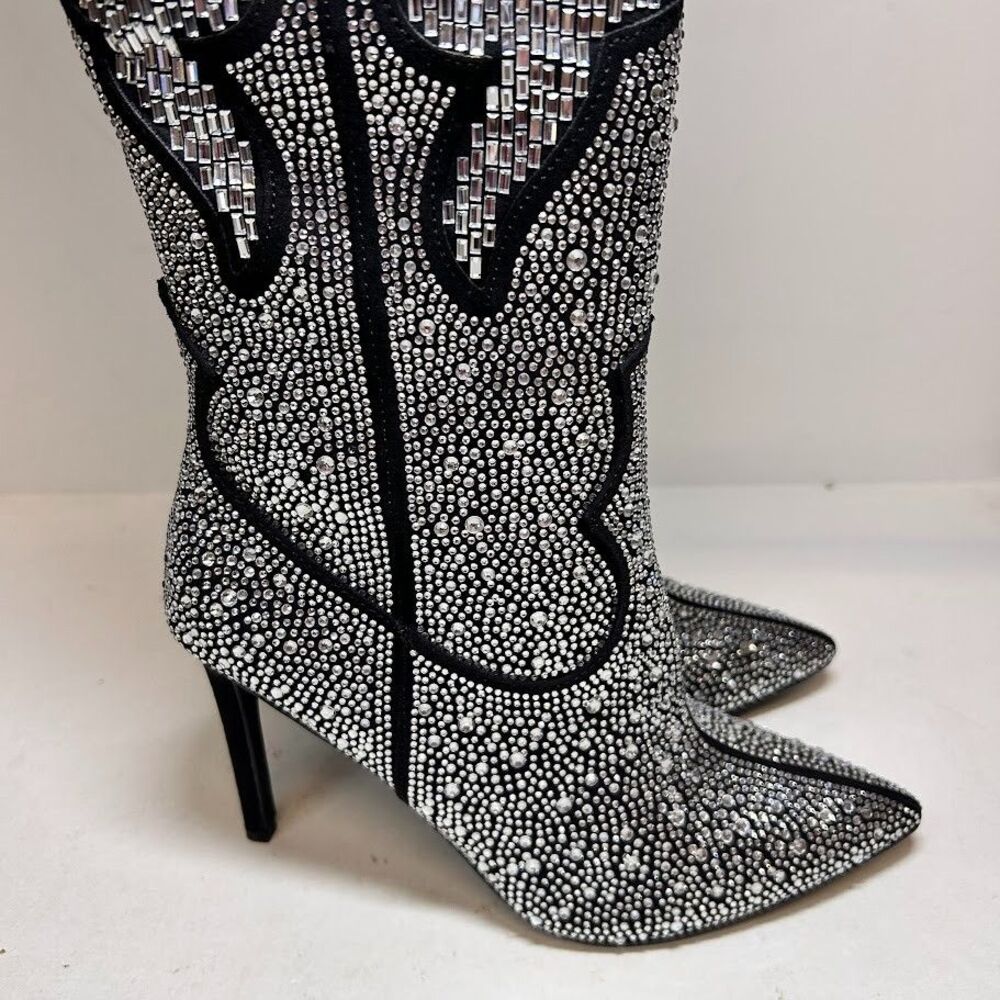 INC Womens 7.5 M Pewter Iresa Rhinestone High Heeled Over The Knee Boots NIB OW9 - Picture 5 of 7